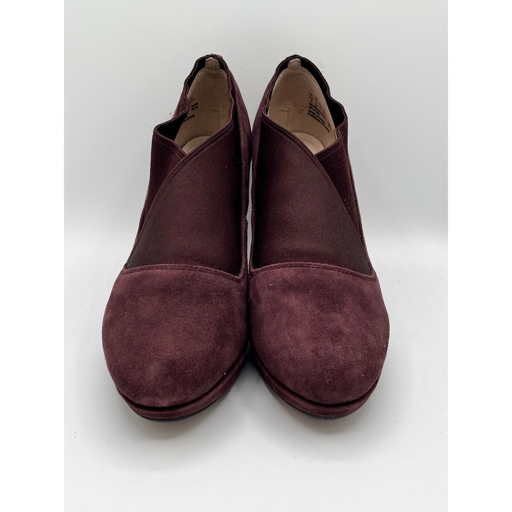Clarks Kendra Mix Aubergine Suede Platform Block Heel Shootie Pumps Womens 8 M